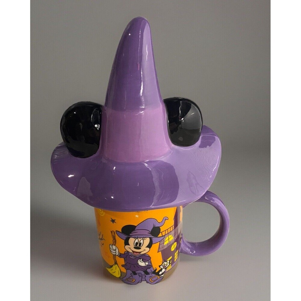 Minnie Mouse Halloween Mug Purple Witch Hat Ears Topper Large Disney Chip Flaw
